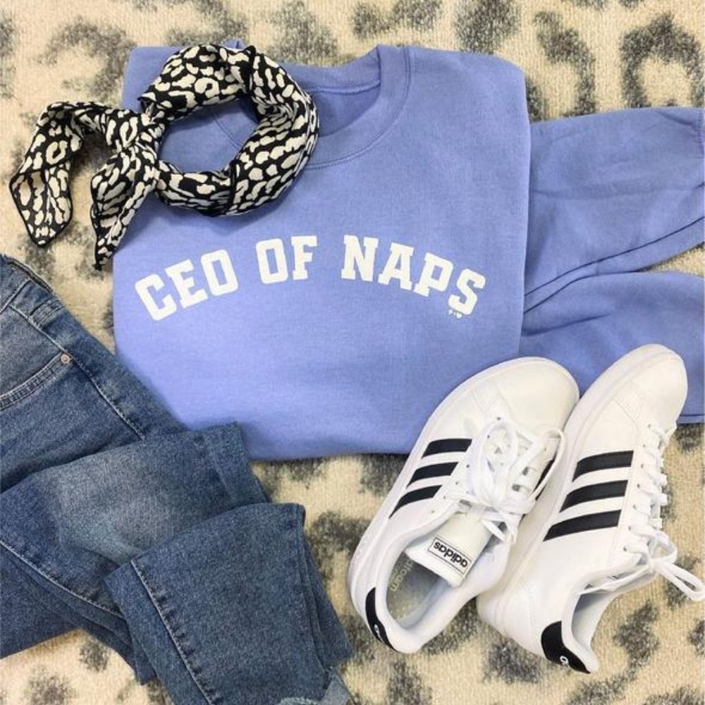 Periwinkle Super Fleece Graphic Sweatshirt - "CEO of Naps"